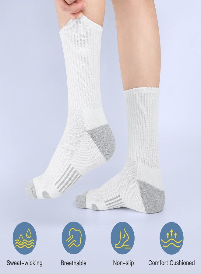 Felicigeely Athletic Crew Socks Cushion Running Socks Performance Breathable Sports Socks for Men (US, Numeric, 9, 12, Regular, Regular, White) - Image 2
